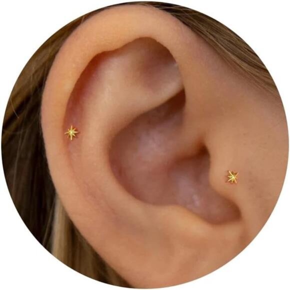 ✨Tiny Star Flat Back Stud Earrings | Titanium Hypoallergenic - Picture 1 of 3
